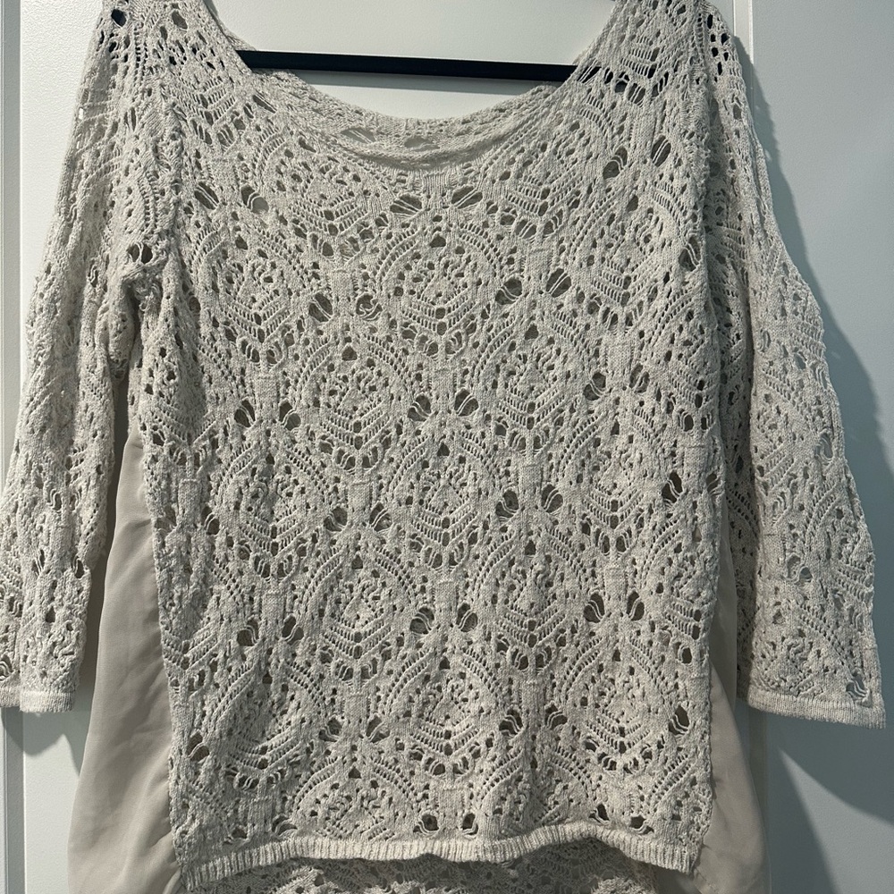 American Rag Cream Crochet Sweater